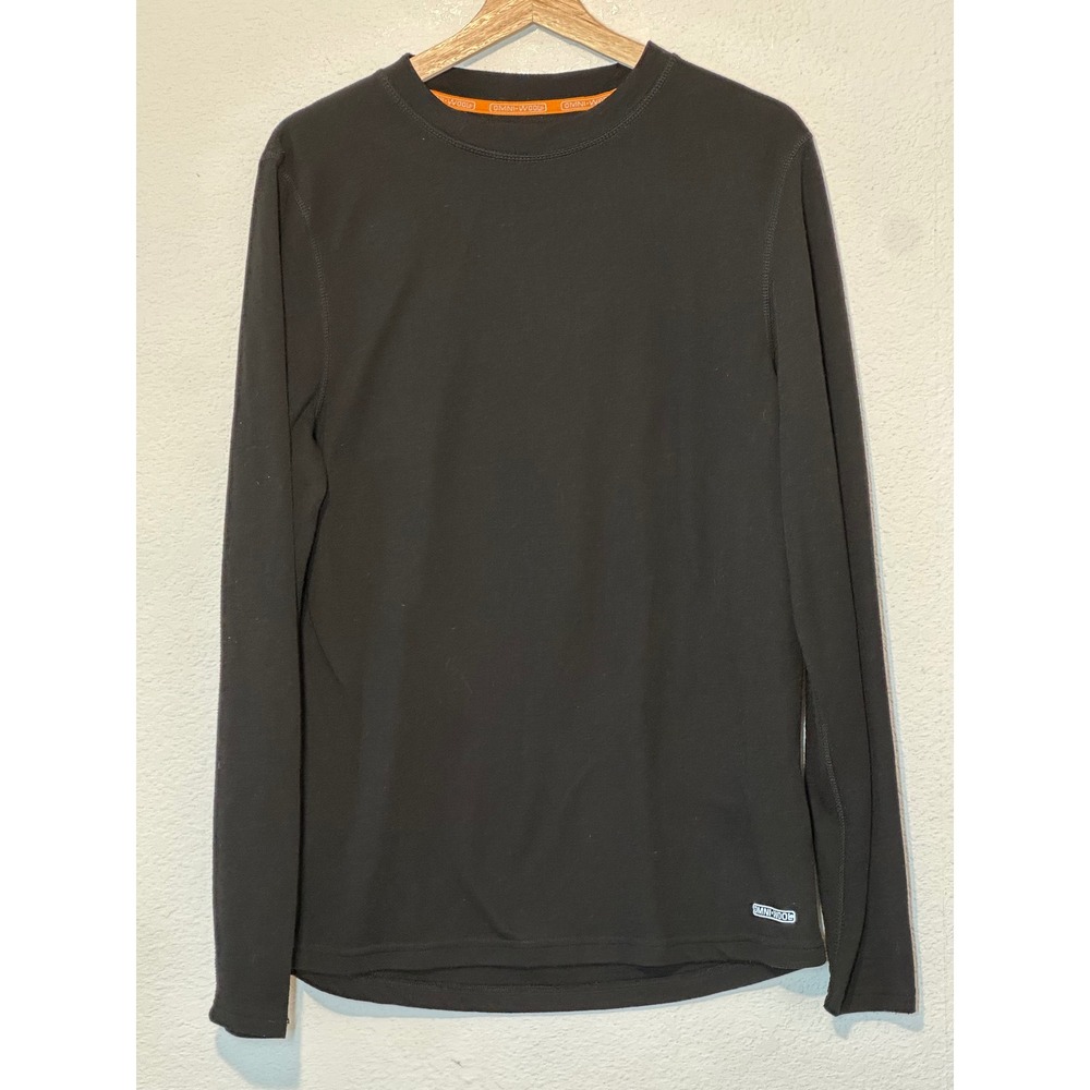 Omni-Wool Mens Thermal Base Layer Top Black Long Sleeve Wool Blend Large RN47325